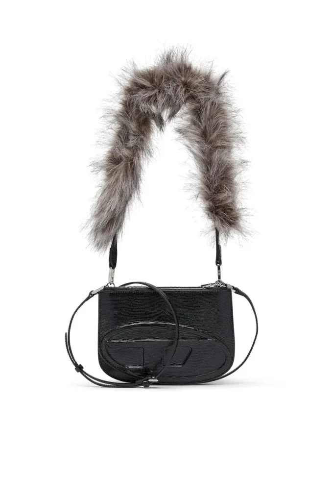 1dr twin 1DR Twin-Double-pouch axelväska i präglat läder 1dr twin 1DR Twin-Double-pouch axelväska i präglat läder