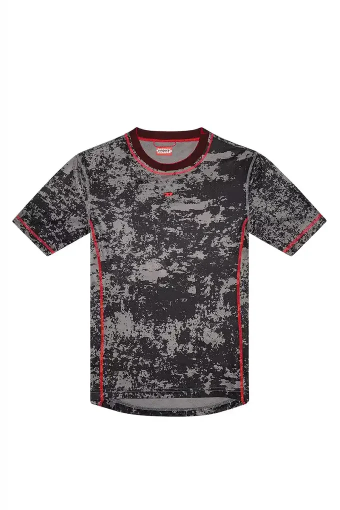 amtee-gael-wt28 T-shirt i camouflagejacquard med molntryck amtee-gael-wt28 T-shirt i camouflagejacquard med molntryck