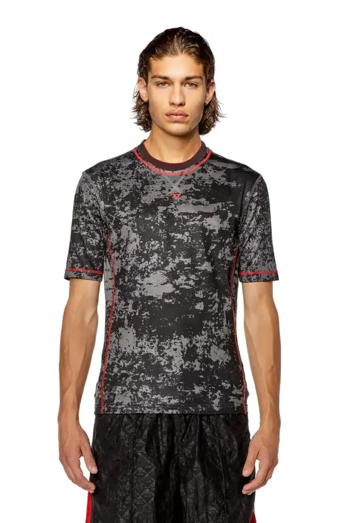amtee-gael-wt28 T-shirt i camouflagejacquard med molntryck amtee-gael-wt28 T-shirt i camouflagejacquard med molntryck