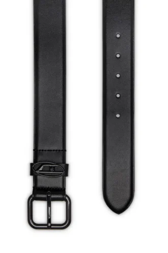 b-1dr oval D-ögla 3,9 cm läderbälte med logotypplatta