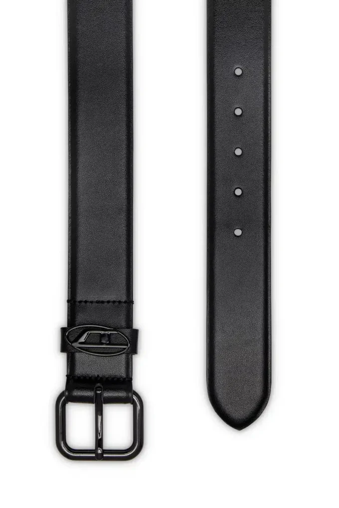b-1dr oval D-ögla 3,9 cm läderbälte med logotypplatta b-1dr oval D-ögla 3,9 cm läderbälte med logotypplatta