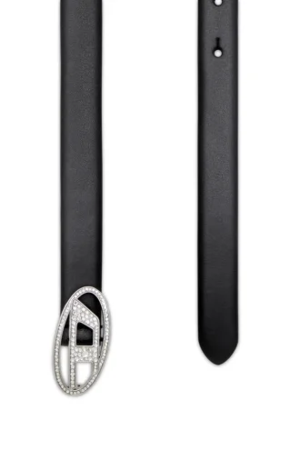 b-1dr strass 20 1,9 cm smalt läderbälte med kristallspänne