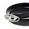 b-1dr strass 20 1,9 cm smalt läderbälte med kristallspänne