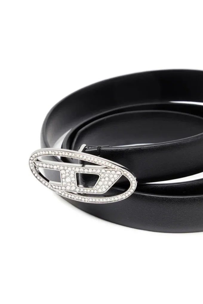 b-1dr strass 20 1,9 cm smalt läderbälte med kristallspänne