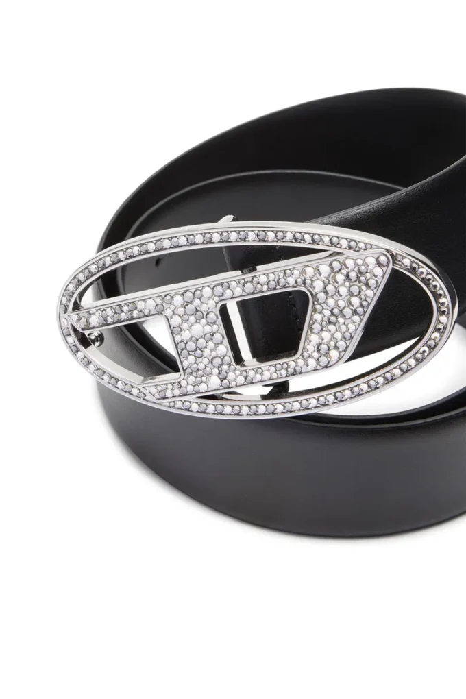 b-1dr strass 4 cm Läderbälte med kristallspänne