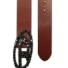 b-1dr w-crown 4 cm pull-up läderbälte med smyckespänne b-1dr w-crown 4 cm pull-up läderbälte med smyckespänne