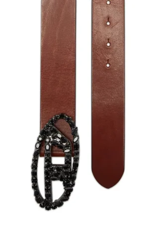 b-1dr w-crown 4 cm pull-up läderbälte med smyckespänne