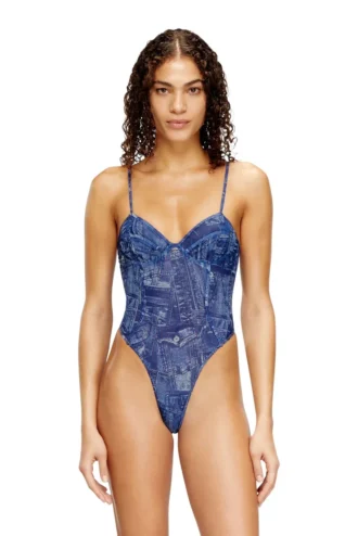 bridget-dnm Bodysuit i mesh med denimeffekt