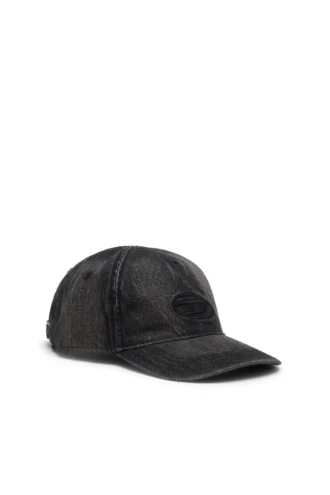 c-enic Denimkeps med slitna detaljer och broderad logotyp