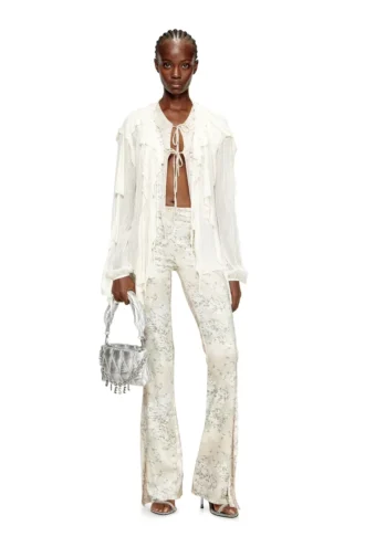 c-lassy Flounce-blus i skrynklig muslin