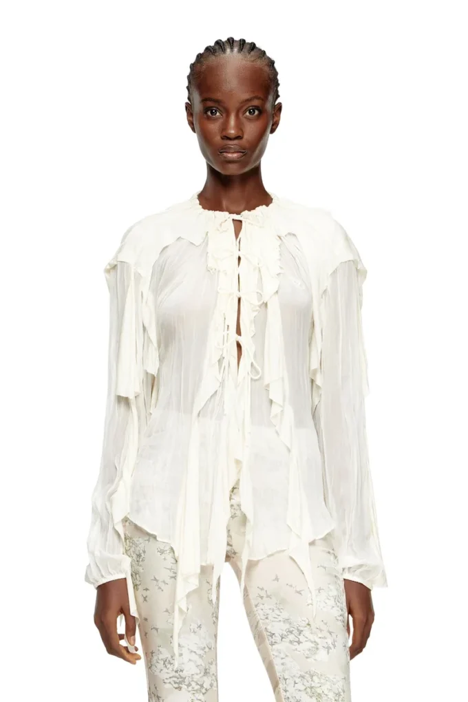 c-lassy Flounce-blus i skrynklig muslin c-lassy Flounce-blus i skrynklig muslin