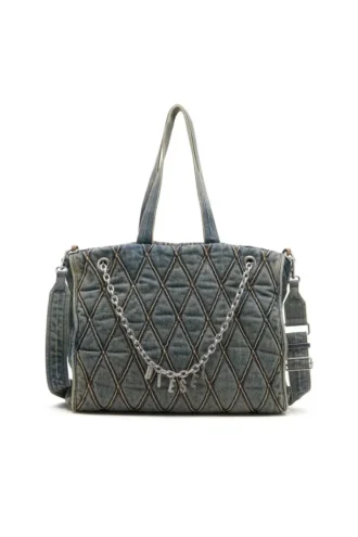 charm-d shopper Charm-D-Tote-väska i quiltad denim med argylemönster