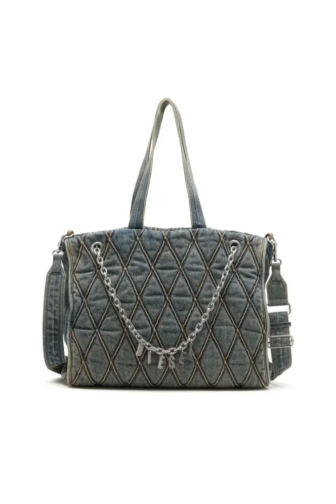 charm-d shopper Charm-D-Tote-väska i quiltad denim med argylemönster charm-d shopper Charm-D-Tote-väska i quiltad denim med argylemönster