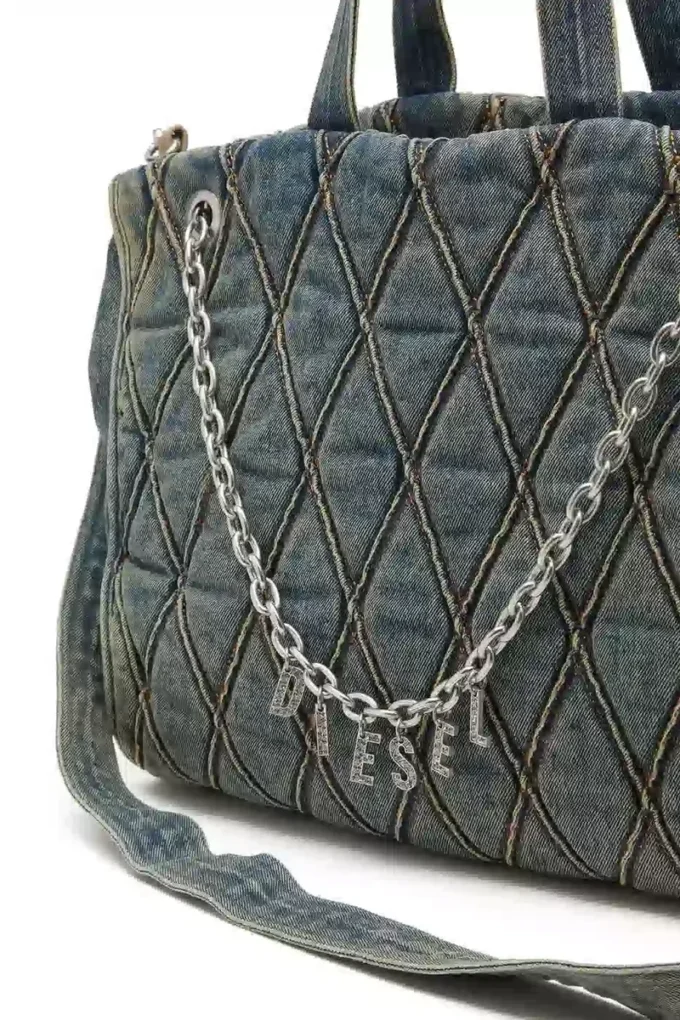 charm-d shopper Charm-D-Tote-väska i quiltad denim med argylemönster charm-d shopper Charm-D-Tote-väska i quiltad denim med argylemönster
