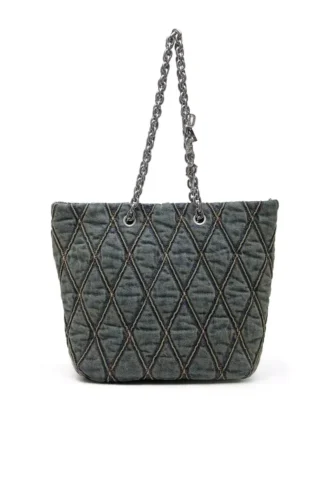 charm-d shopper m Charm-D-Tote-väska i quiltad denim