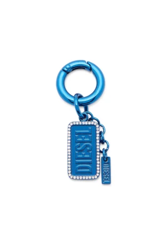 charm-diesel Metallnyckelring med Diesel-logotyp och strass