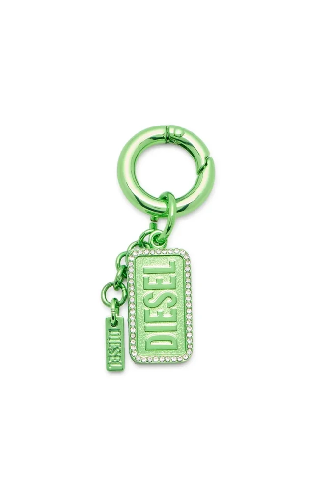 charm-diesel Metallnyckelring med Diesel-logotyp och strass