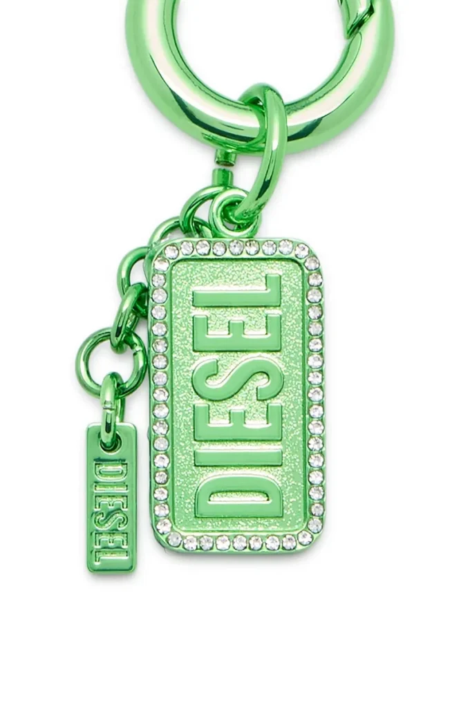 charm-diesel Metallnyckelring med Diesel-logotyp och strass