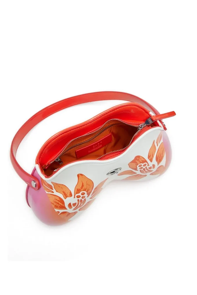 coconut bl_m väska Double-D-Glossy axelväska med lotusmönster coconut bl_m väska Double-D-Glossy axelväska med lotusmönster