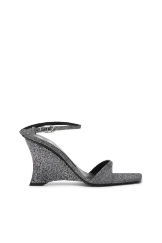 d-amber sandal med kilklack D-Amber-Sandaler med kilklack i lurex