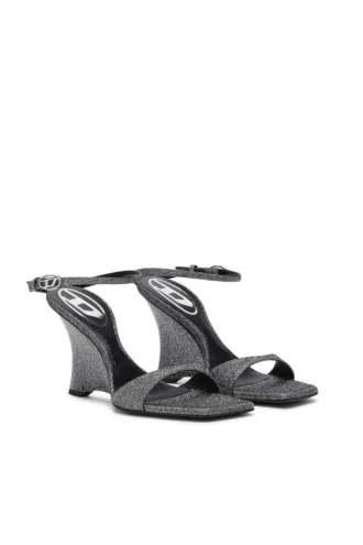 d-amber sandal med kilklack D-Amber-Sandaler med kilklack i lurex