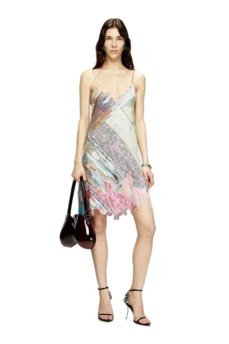 d-aria Viskosklänning med heraldiskt tryck
