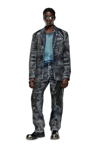 d-bla-dev-fse Kavaj i randig devoré-denim