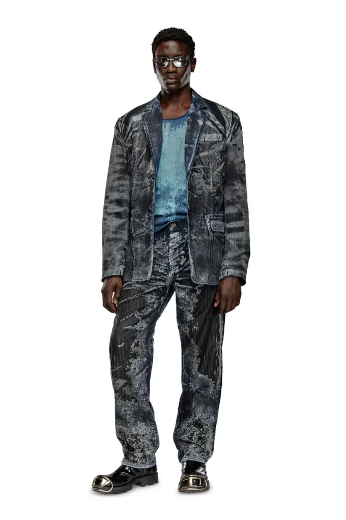 d-bla-dev-fse Kavaj i randig devoré-denim d-bla-dev-fse Kavaj i randig devoré-denim