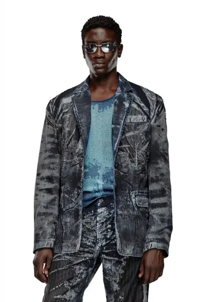 d-bla-dev-fse Kavaj i randig devoré-denim d-bla-dev-fse Kavaj i randig devoré-denim