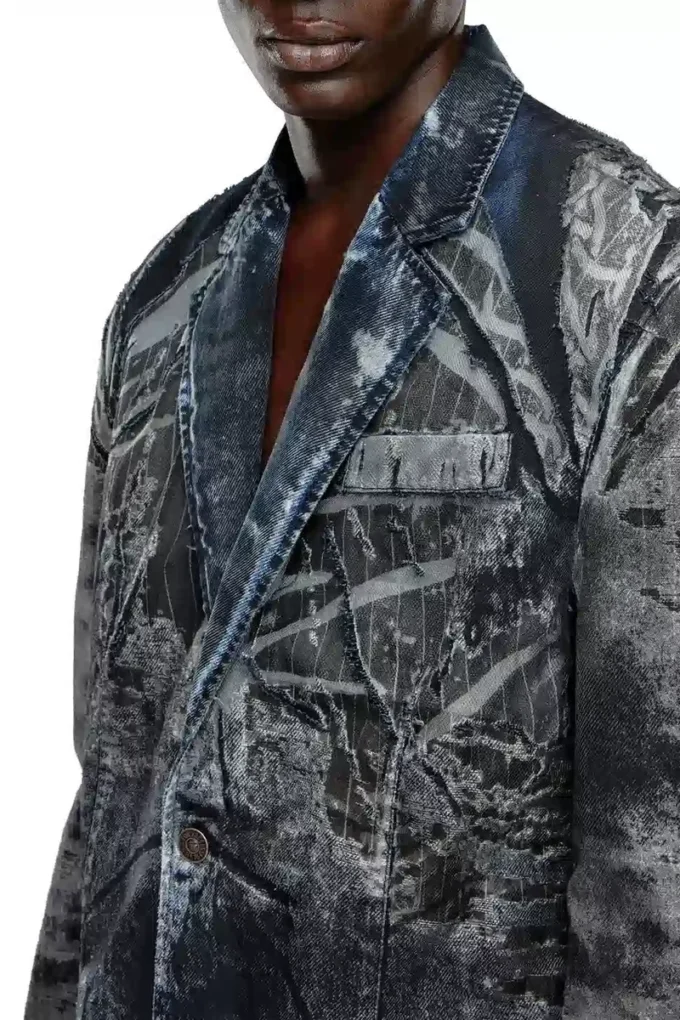 d-bla-dev-fse Kavaj i randig devoré-denim d-bla-dev-fse Kavaj i randig devoré-denim