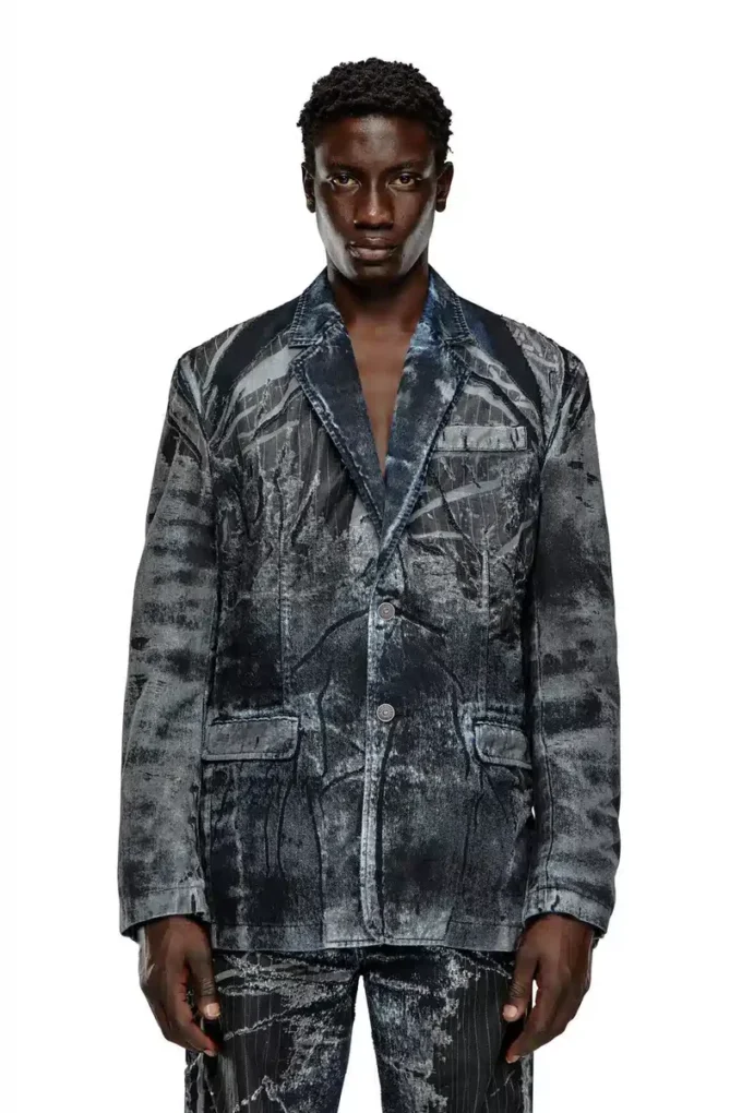 d-bla-dev-fse Kavaj i randig devoré-denim d-bla-dev-fse Kavaj i randig devoré-denim