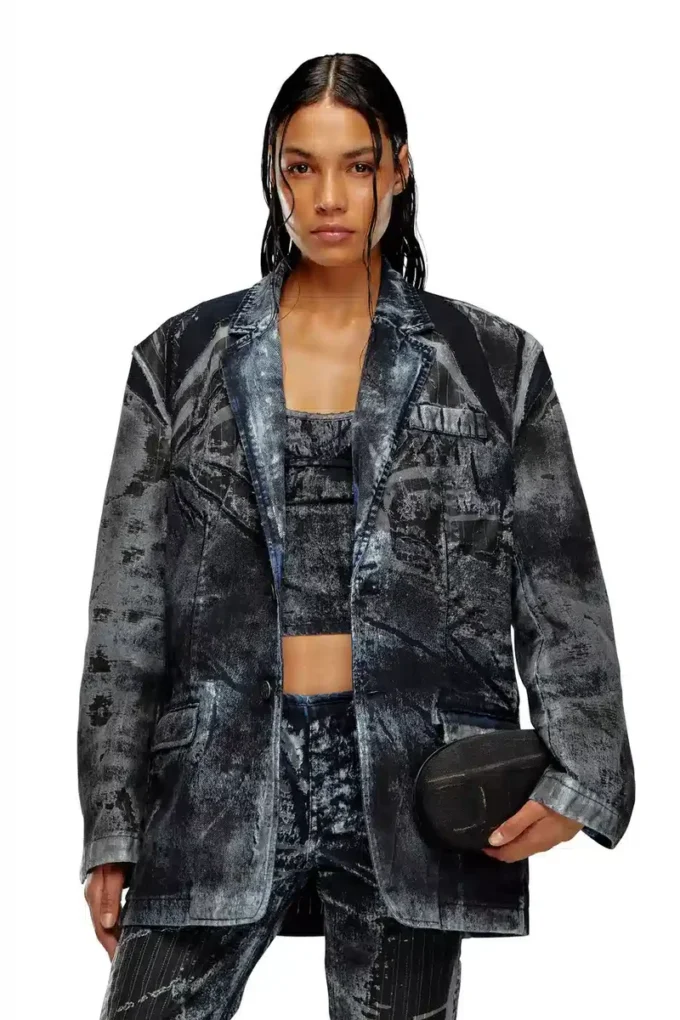 d-bla-dev-fse Kavaj i randig devoré-denim d-bla-dev-fse Kavaj i randig devoré-denim