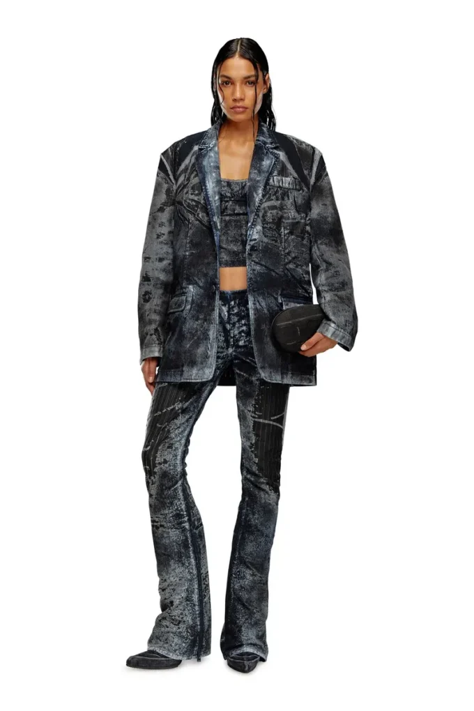 d-bla-dev-fse Kavaj i randig devoré-denim d-bla-dev-fse Kavaj i randig devoré-denim