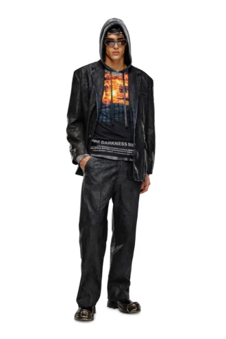 d-bla-fse Denimblazer med craquelé-beläggning