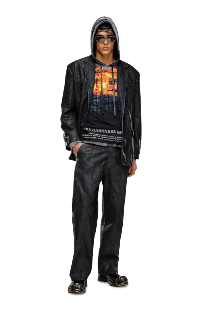 d-bla-fse Denimblazer med craquelé-beläggning d-bla-fse Denimblazer med craquelé-beläggning