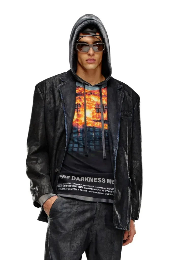 d-bla-fse Denimblazer med craquelé-beläggning d-bla-fse Denimblazer med craquelé-beläggning