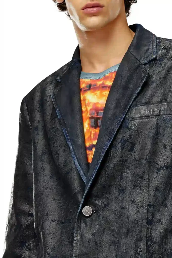d-bla-fse Denimblazer med craquelé-beläggning d-bla-fse Denimblazer med craquelé-beläggning