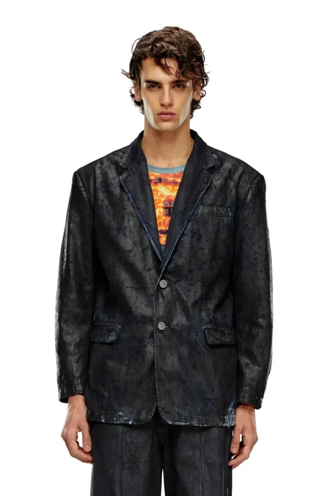 d-bla-fse Denimblazer med craquelé-beläggning d-bla-fse Denimblazer med craquelé-beläggning