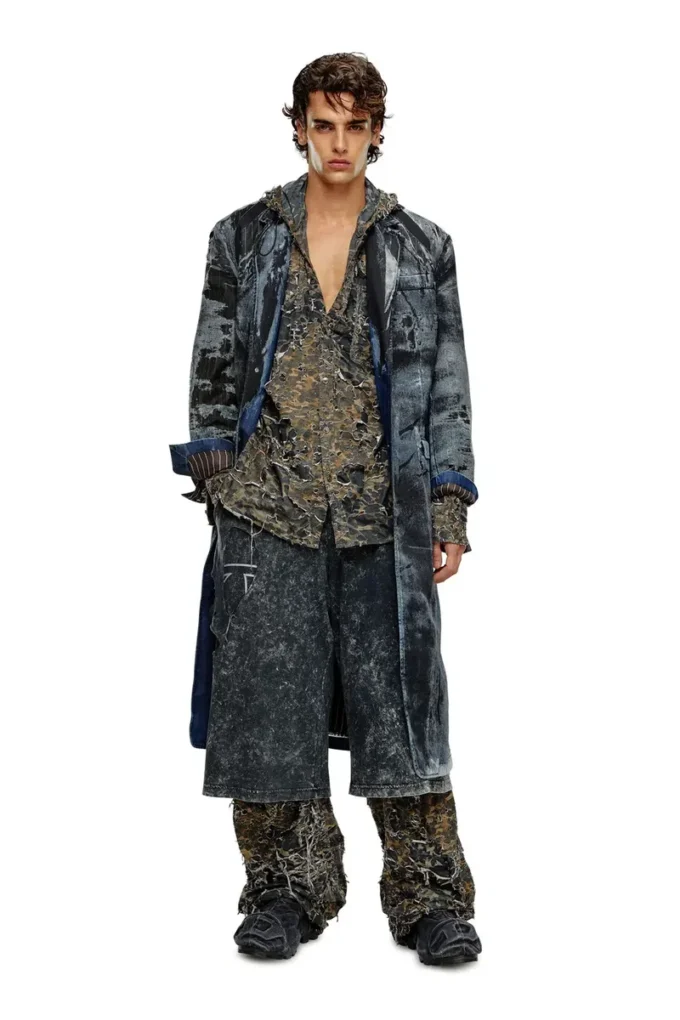 d-bla-long-dev-fse Kappa i randig devoré-denim d-bla-long-dev-fse Kappa i randig devoré-denim