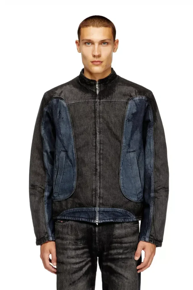 d-blenk-s Bikerjacka i tvåfärgat denim d-blenk-s Bikerjacka i tvåfärgat denim