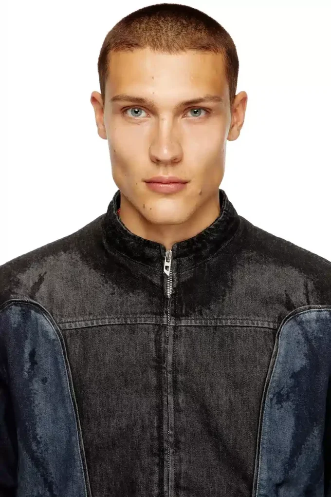 d-blenk-s Bikerjacka i tvåfärgat denim d-blenk-s Bikerjacka i tvåfärgat denim