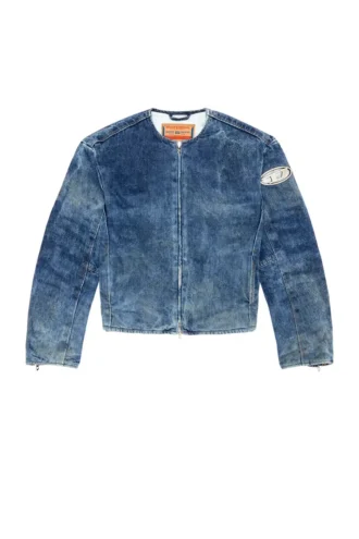 d-calur-fse Jeansjacka med dragkedjedetaljer i bikerstil