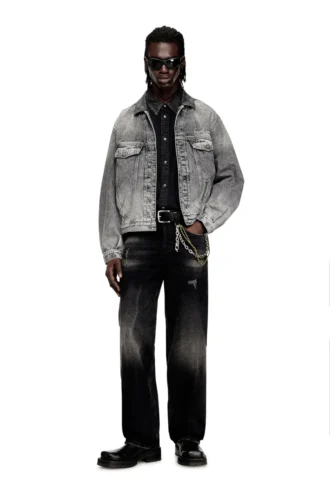 d-denver-s Truckerjacka i denim med tonade läderdetaljer