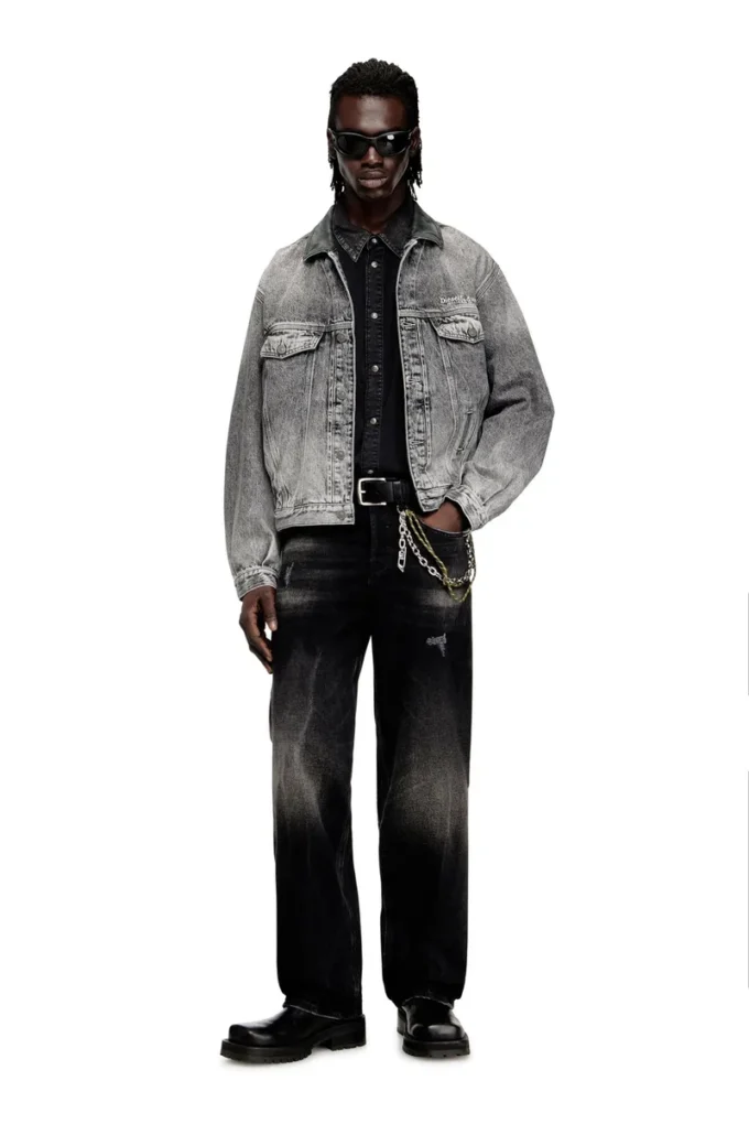 d-denver-s Truckerjacka i denim med tonade läderdetaljer d-denver-s Truckerjacka i denim med tonade läderdetaljer