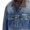 d-denver-s1 Truckerjacka i denim med kontrasterande läderdetaljer d-denver-s1 Truckerjacka i denim med kontrasterande läderdetaljer