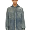 d-dewny-hood-s2 Overskjorta i marmorerad belagd denim d-dewny-hood-s2 Overskjorta i marmorerad belagd denim