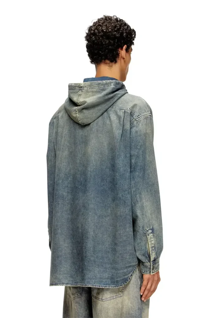 d-dewny-hood-s2 Overskjorta i marmorerad belagd denim d-dewny-hood-s2 Overskjorta i marmorerad belagd denim