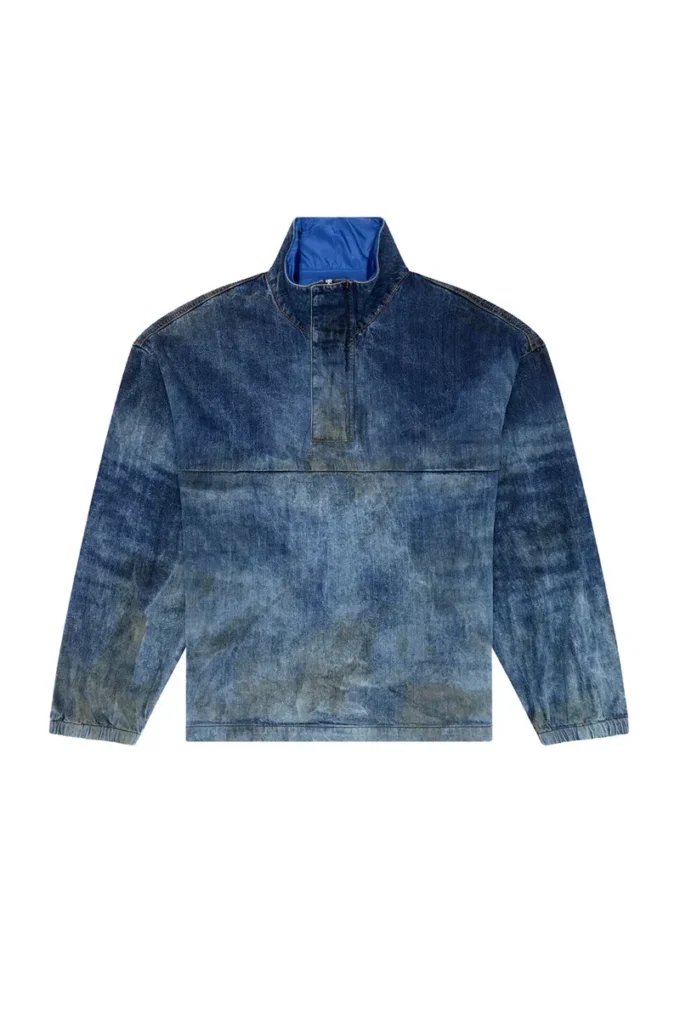 d-flow-fse Pulloverjacka i denim med smutsig effekt d-flow-fse Pulloverjacka i denim med smutsig effekt