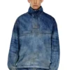 d-flow-fse Pulloverjacka i denim med smutsig effekt d-flow-fse Pulloverjacka i denim med smutsig effekt