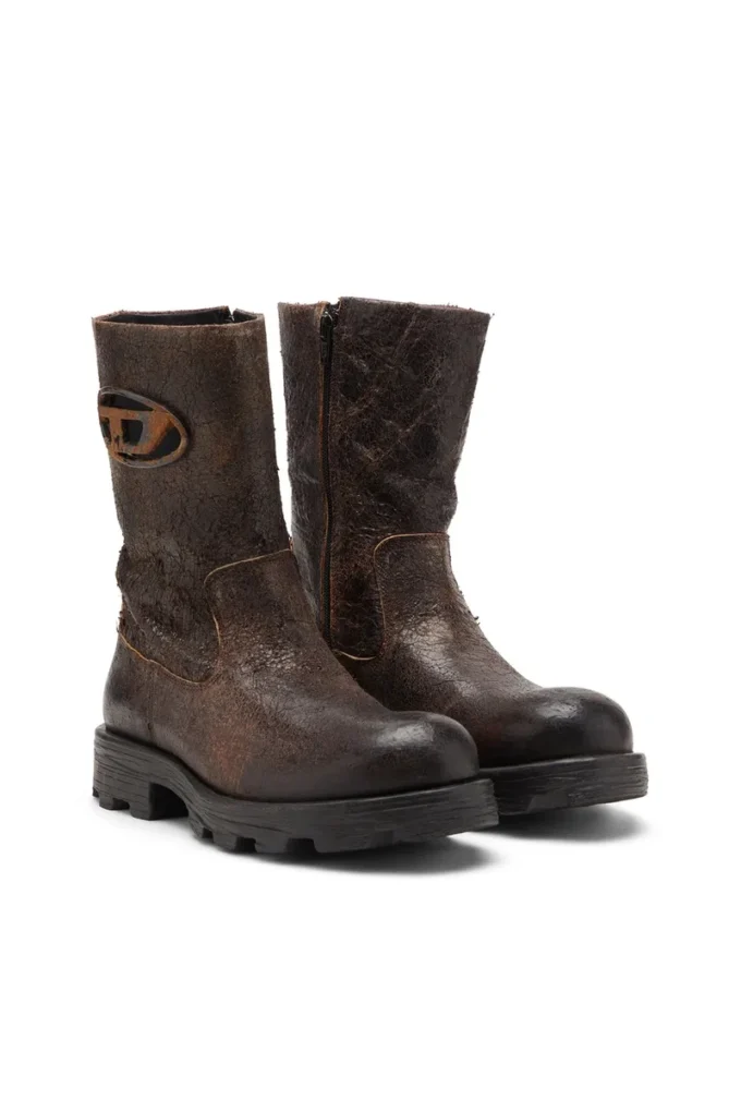 d-hammer bkr d w D-Hammer-Biker boots i slitet, krackelerat mocka